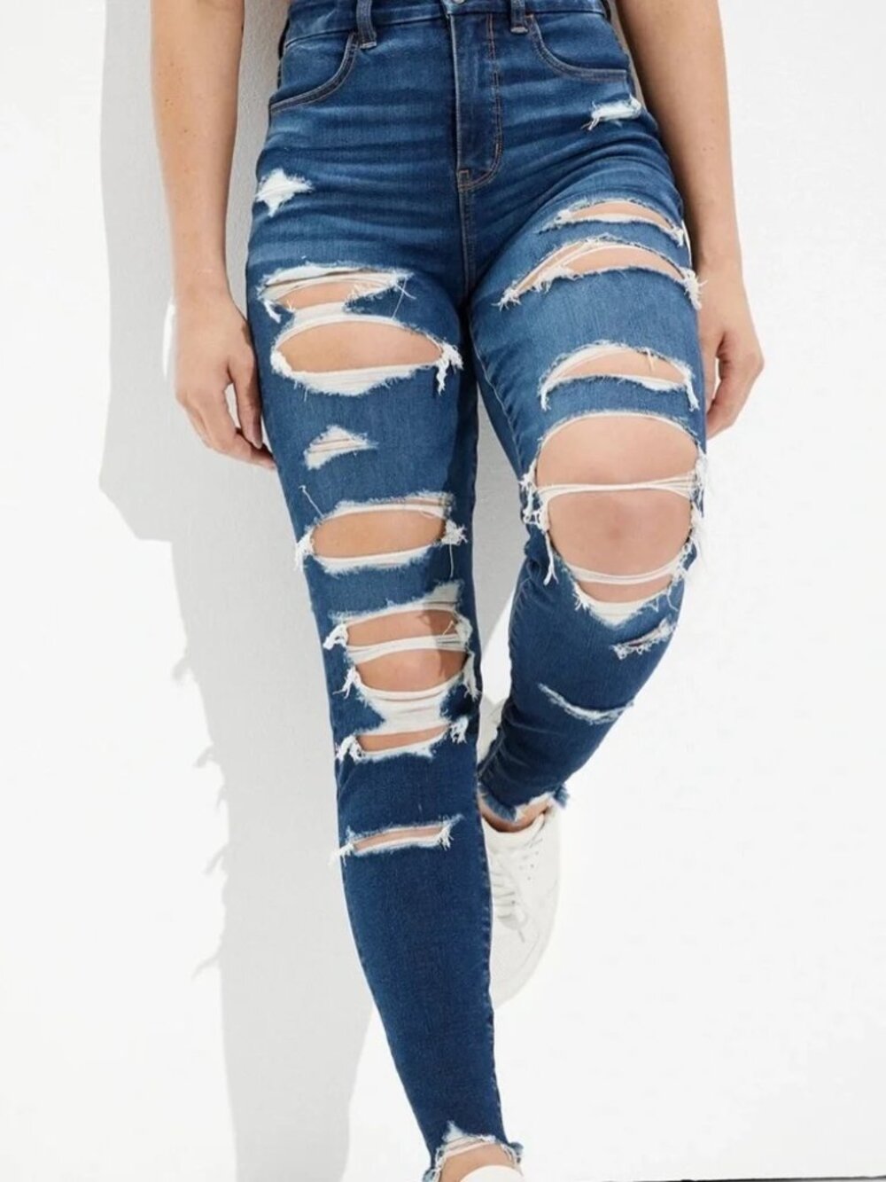 🦅 American Eagle Curvy Mom Jean AEO The Dream Jean Distressed Super